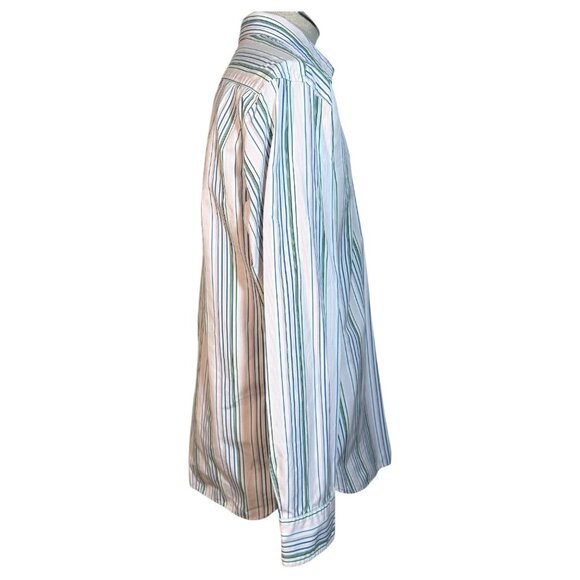 J Crew Mens Size L Striped Button Down Shirt 2-Ply Cotton Green Blue Pink White - Picture 5 of 9